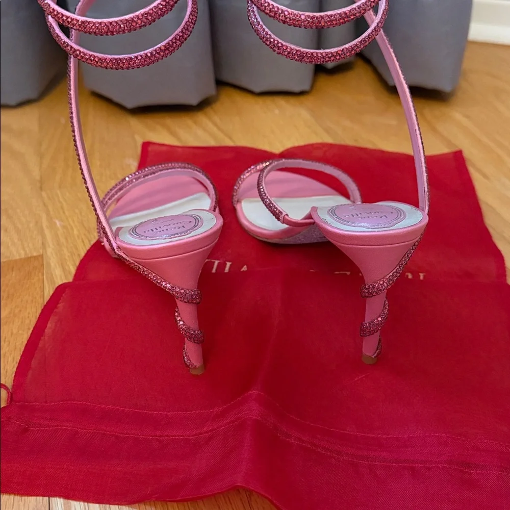 Authentic René Caovilla Pink Cleo crystal embellished heels - Picture 6 of 9
